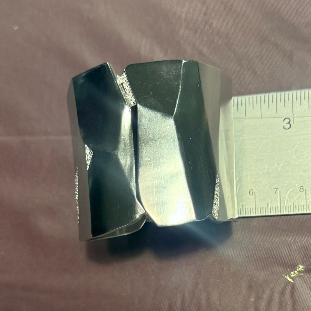Kendra Scott Constance Silver Geometric Cuff Bracelet Rhodium Plated Brass/CZ - Picture 11 of 13